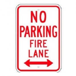 No Parking Fire Lane w/ Bottom Arrows