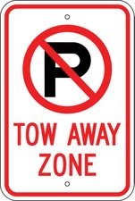 No Parking Tow Away Zone Symbol Sign